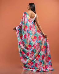 ETHNIC FUSION PRINTED SILK SAREE