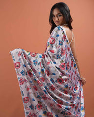 ETHNIC FUSION PRINTED SILK SAREE