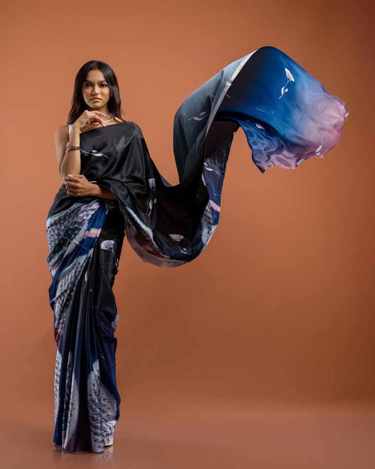 ETHNIC FUSION PRINTED SILK SAREE