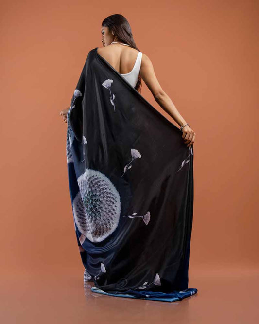 ETHNIC FUSION PRINTED SILK SAREE