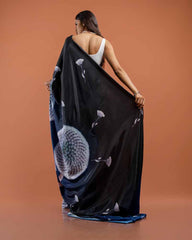 ETHNIC FUSION PRINTED SILK SAREE