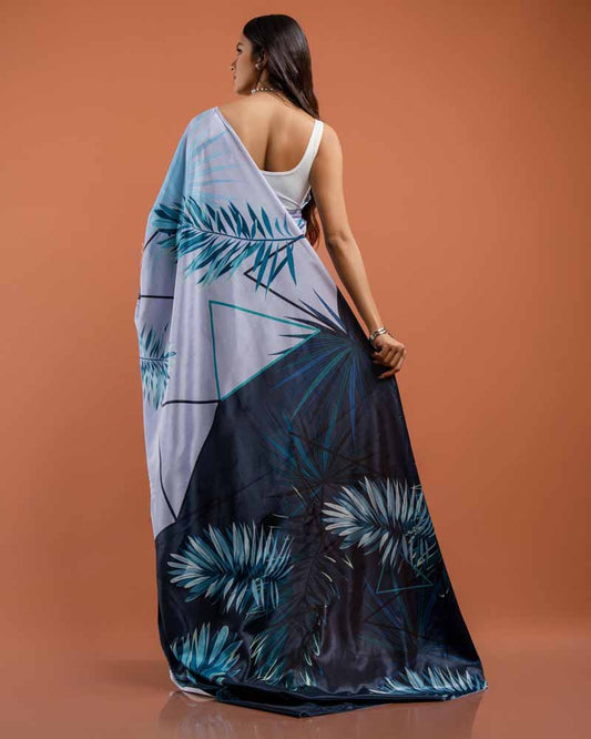 ETHNIC FUSION PRINTED SILK SAREE