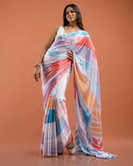 ETHNIC FUSION PRINTED SILK SAREE