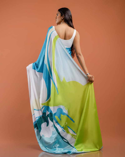 ETHNIC FUSION PRINTED SILK SAREE
