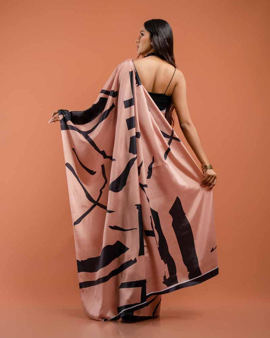 ETHNIC FUSION PRINTED SILK SAREE