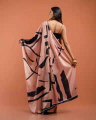 ETHNIC FUSION PRINTED SILK SAREE