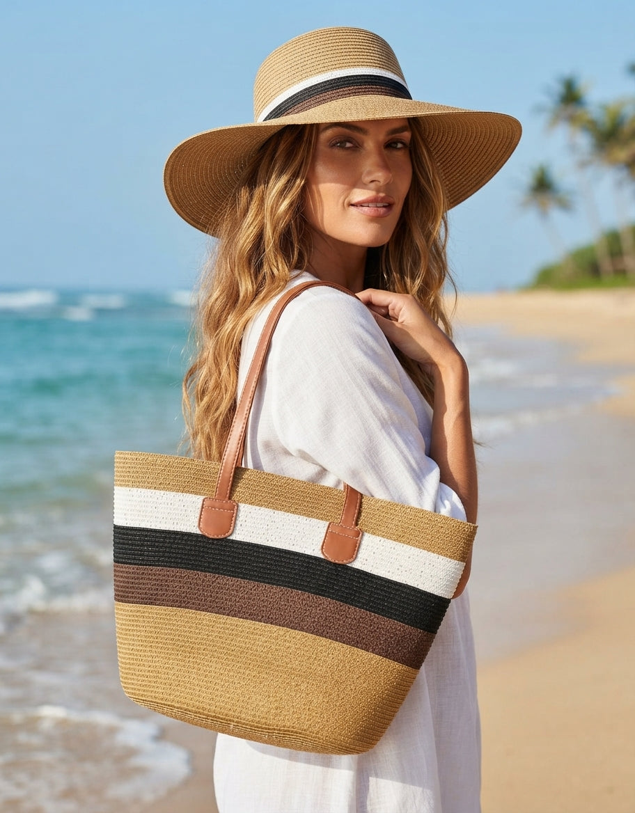 Ladies Shoulder Beach Bag & Hat