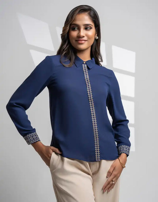 AMANI  LONG SLEEVE EMBROIDERED TOP