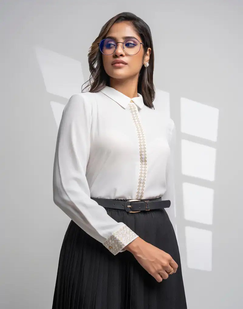 AMANI  LONG SLEEVE EMBROIDERED TOP