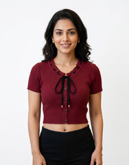SHORT SLEEVE RIBBED TOP