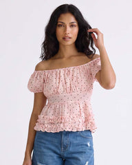 Ladies Puff Sleeve Blouse Top